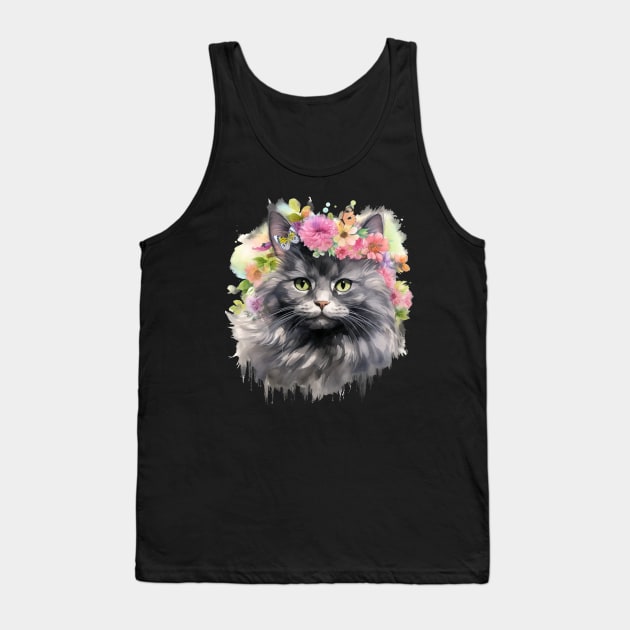 Persian Cat Flowers Water Color Cat Mom Mother's Day Gift Tank Top by karishmamakeia